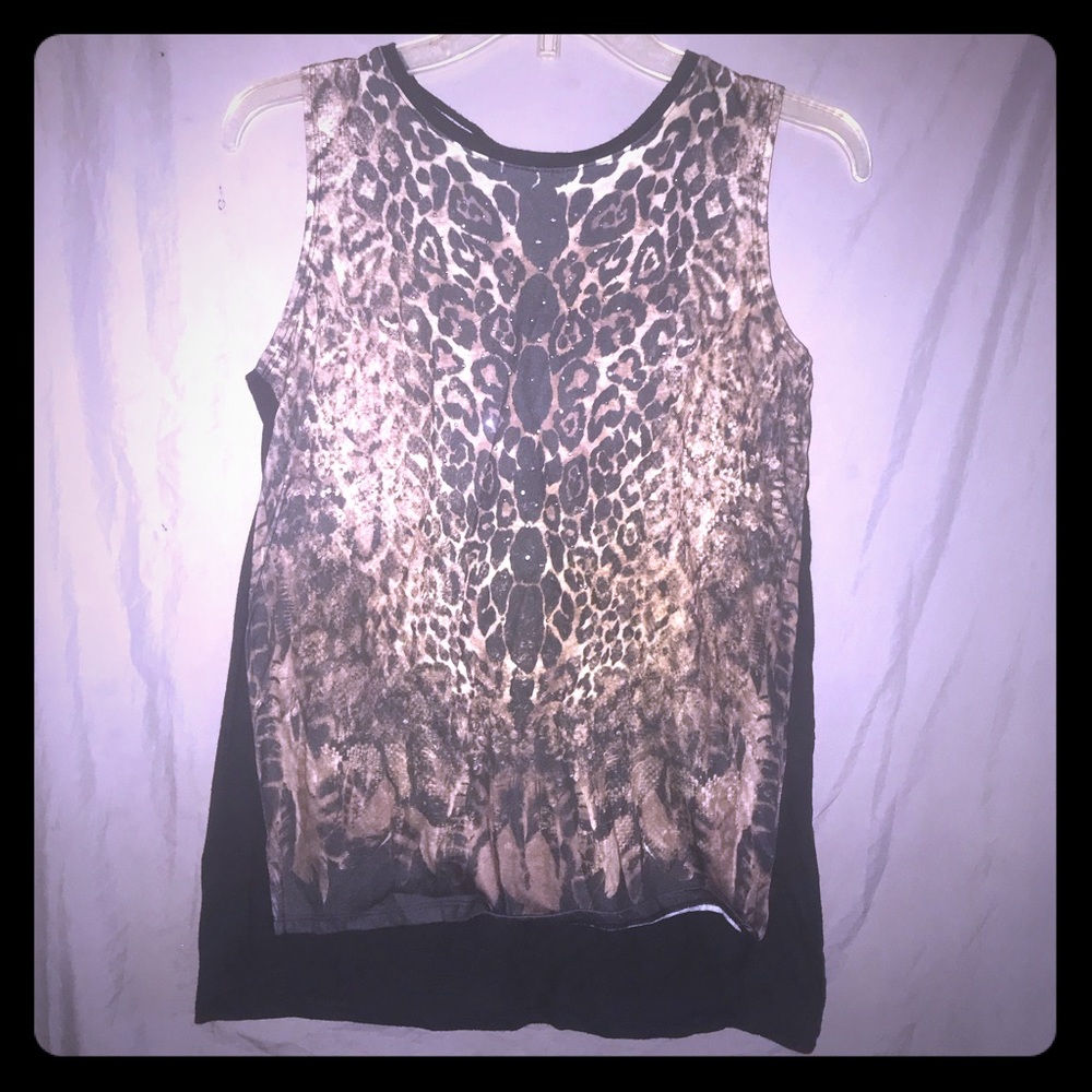 Rock & Republic Tie Up Back Animal Print Tank